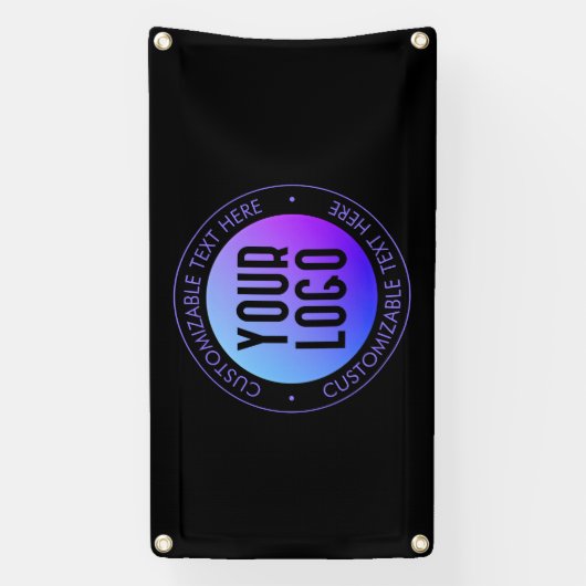 ロゴと青モダンと紫のグラデーシグラデーションョン 横断幕 (縦)
