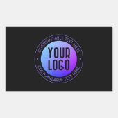 ロゴと青モダンと紫のグラデーシグラデーションョン 長方形シール (正面)