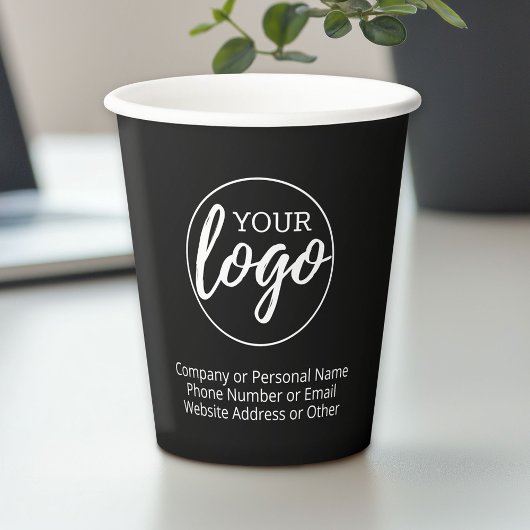 ロゴと3行の文字を追加 – 黒 紙コップ