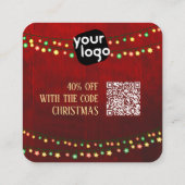 ロゴとQRコードのクリスマスセールエレガントを追加 スクエア名刺 (裏面)
