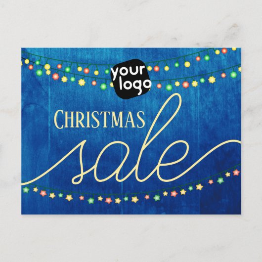 ロゴとQRコードのクリスマスセールエレガントを追加 ポストカード (正面)