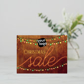 ロゴとQRコードのクリスマスセールエレガントを追加 箔シーズンポストカード (立ち正面)