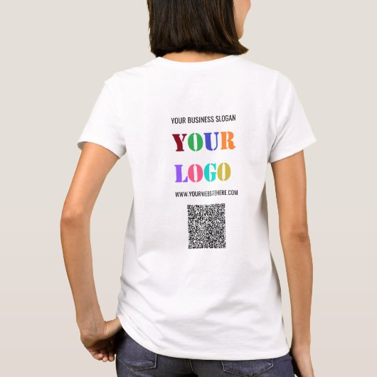 ロゴとQRコードのビジネスTシャツの例 Tシャツ (裏面)