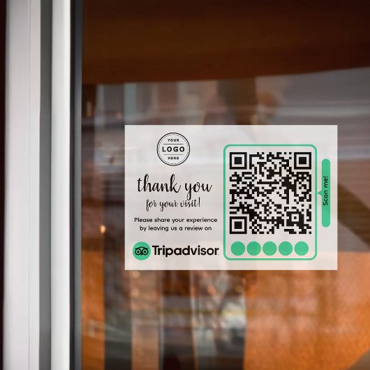 ロゴとQRコードを使用したTripAdvisorレビュー要求 ウィンドウサイン