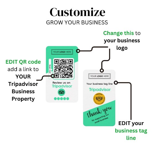 ロゴとQRコードを使用したTripAdvisorレビュー要求 コーリングカード