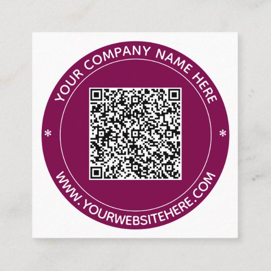 ロゴとQRコードスタンプ名刺テンプレート スクエア名刺 (裏面)