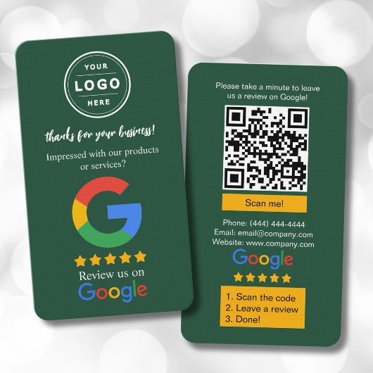 ロゴとQRコード付きのGoogleレビュー依頼カード 名刺