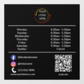 ロゴとQRコード付きカスタム営業時間窓用シール ウィンドウサイン (シート)