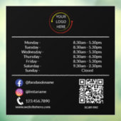 ロゴとQRコード付きカスタム営業時間窓用シール ウィンドウサイン (シート3)