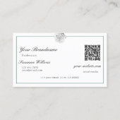 ロゴとQRコード付き緑に愛らしい白いバラ 名刺 (裏面)