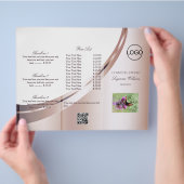 ロゴとQRコード付き高級ホワイトローズ金ゴールドデコール チラシ (手)