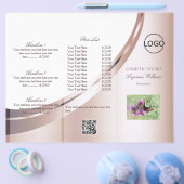 ロゴとQRコード付き高級ホワイトローズ金ゴールドデコール チラシ (シングル)