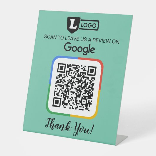 ロゴとQRコード付きGoogle Reviewリクエストカード 台座サイン (正面)