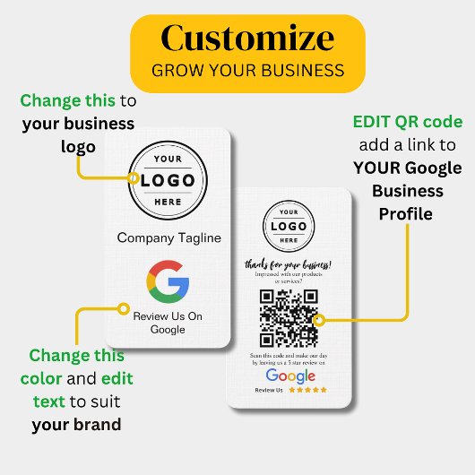 ロゴとQRコード付きGoogle Reviewリクエストカード 名刺