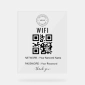 ロゴとQRコード入りカスタムビジネスWiFiサイン アクリルサイン (正面)