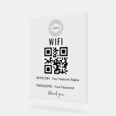 ロゴとQRコード入りカスタムビジネスWiFiサイン アクリルサイン (傾斜)