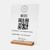 ロゴとQRコード入りカスタムビジネスWiFiサイン アクリルサイン (傾斜)