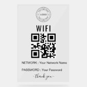 ロゴとQRコード入りカスタムビジネスWiFiサイン アクリルサイン (正面)