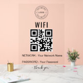 ロゴとQRコード入りカスタムビジネスWiFiサイン アクリルサイン (ウェディング)