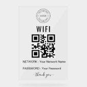 ロゴとQRコード入り オリジナル ビジネス用WiFiサイン アクリルサイン (正面)