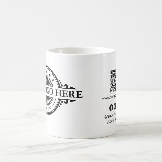 ロゴとQRコード、ソーシャルメディア、マーケティング コーヒーマグカップ (中央)