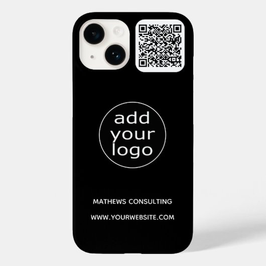 ロゴとQRコード 黒 | ビジネス ミニマリスト Case-Mate iPhoneケース (裏面)