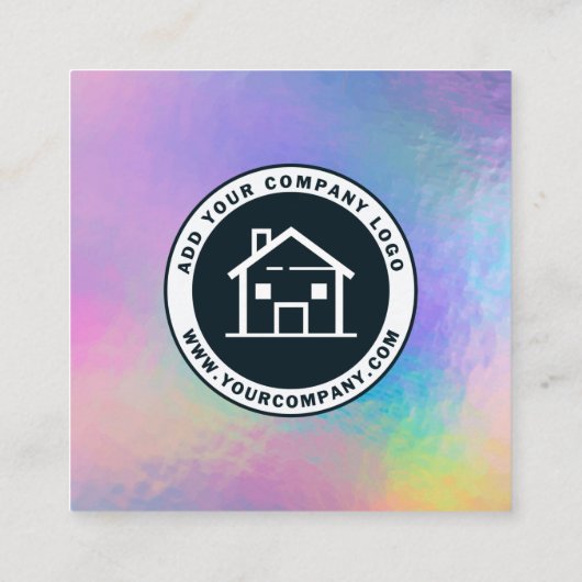 ロゴとWebサイトアドレスのホログラフィックの追加 スクエア名刺 (裏面)