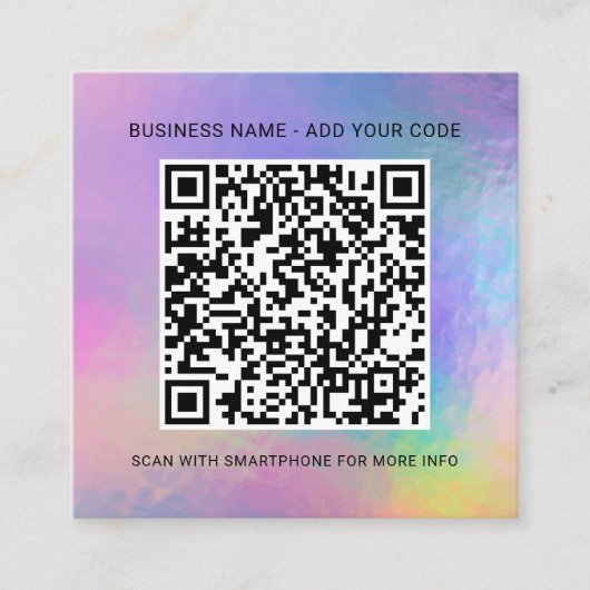 ロゴとWebサイトアドレスのホログラフィックの追加 スクエア名刺 (正面)