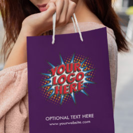 ロゴのアップロードカスタムBusiness Purple スモールペーパーバッグ