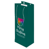 ロゴのアップロードテンプレートメリークリスマスタイポグラフィ ワインギフトバッグ (裏面アングル)