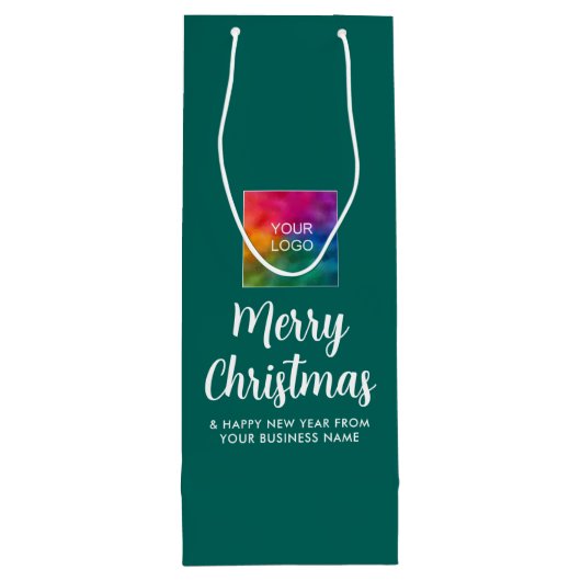 ロゴのアップロードテンプレートメリークリスマスタイポグラフィ ワインギフトバッグ (裏面)