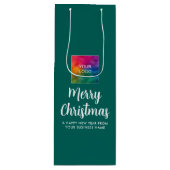 ロゴのアップロードテンプレートメリークリスマスタイポグラフィ ワインギフトバッグ (正面)