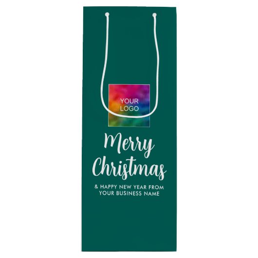 ロゴのアップロードテンプレートメリークリスマスタイポグラフィ ワインギフトバッグ (正面)