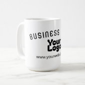 ロゴのアップロードモダンレトロ – 白黒(編集可能) コーヒーマグカップ (正面左)