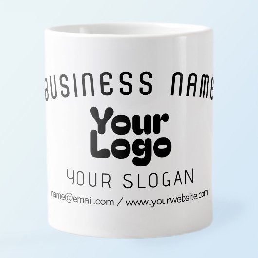 ロゴのアップロードモダンレトロ – 白黒（編集可能） ジャンボコーヒーマグカップ