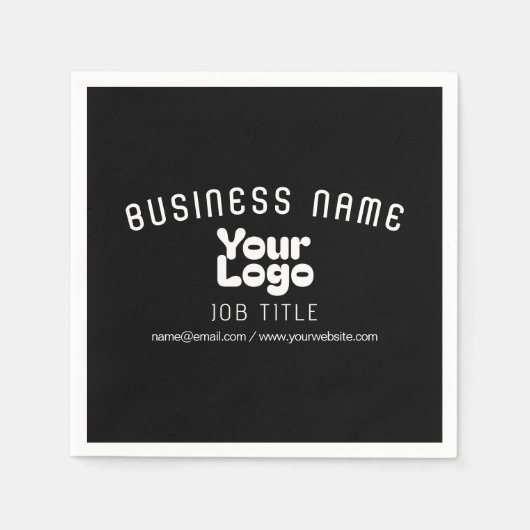 ロゴのアップロードモダンレトロ – 白黒（編集可能） スタンダードカクテルナプキン (正面)