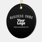 ロゴのアップロードモダンレトロ – 白黒（編集可能） セラミックオーナメント (左)