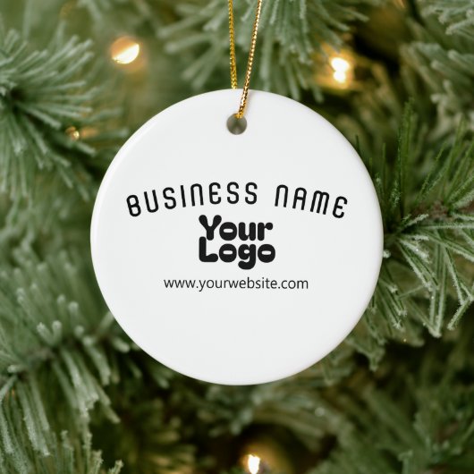 ロゴのアップロードモダンレトロ – 白黒(編集可能) セラミックオーナメント (ツリー)