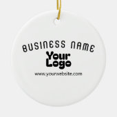 ロゴのアップロードモダンレトロ – 白黒(編集可能) セラミックオーナメント (正面)