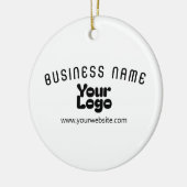 ロゴのアップロードモダンレトロ – 白黒(編集可能) セラミックオーナメント (左)