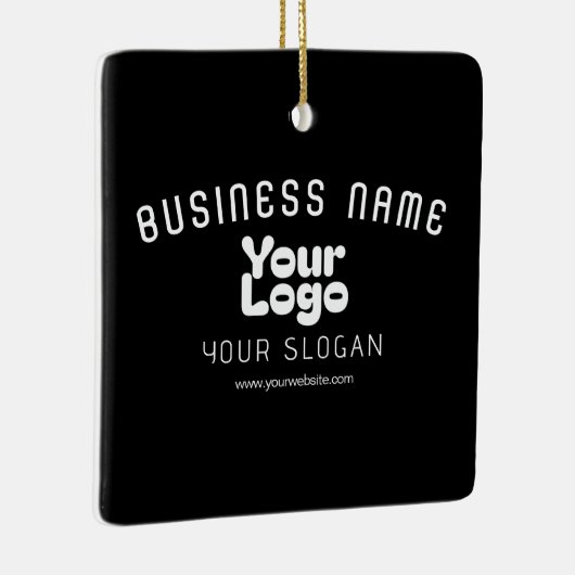 ロゴのアップロードモダンレトロ – 白黒(編集可能) セラミックオーナメント (右)