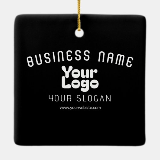 ロゴのアップロードモダンレトロ – 白黒(編集可能) セラミックオーナメント (裏面)