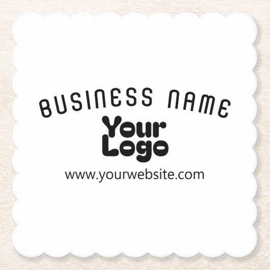 ロゴのアップロードモダンレトロ – 白黒（編集可能） ペーパーコースター (正面)