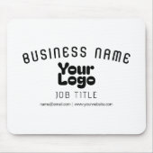 ロゴのアップロードモダンレトロ – 白黒(編集可能) マウスパッド (正面)