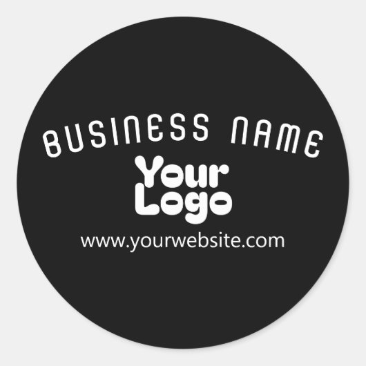 ロゴのアップロードモダンレトロ – 白黒(編集可能) ラウンドシール (正面)
