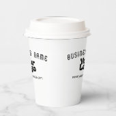 ロゴのアップロードモダンレトロ – 白黒（編集可能） 紙コップ (左)