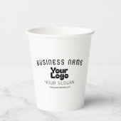 ロゴのアップロードモダンレトロ – 白黒（編集可能） 紙コップ (正面)