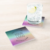 ロゴのアップロード |グラデーシカラフルョンの色の変更 ガラスコースター (アングル)