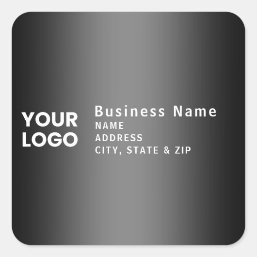 ロゴのアップロード |グラデーショモダンングレー差出人住所 スクエアシール (正面)