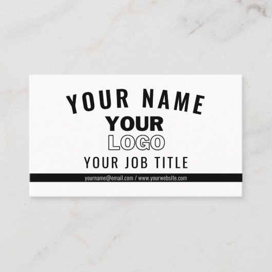 ロゴのアップロード |白と黒(編集可能) 名刺 (正面)